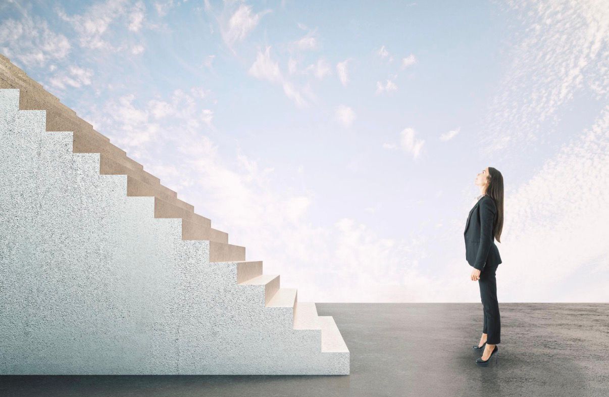A professional looking ahead toward opportunity and growth